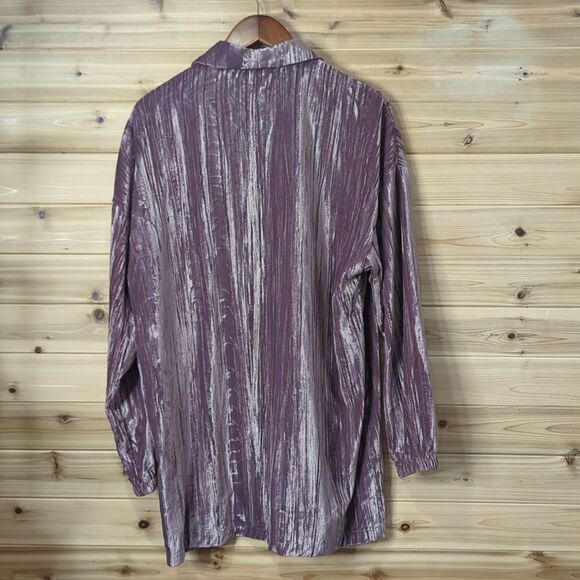 Vici Top Womens Medium Mauve Velvet Button Front Blouse - Picture 4 of 9